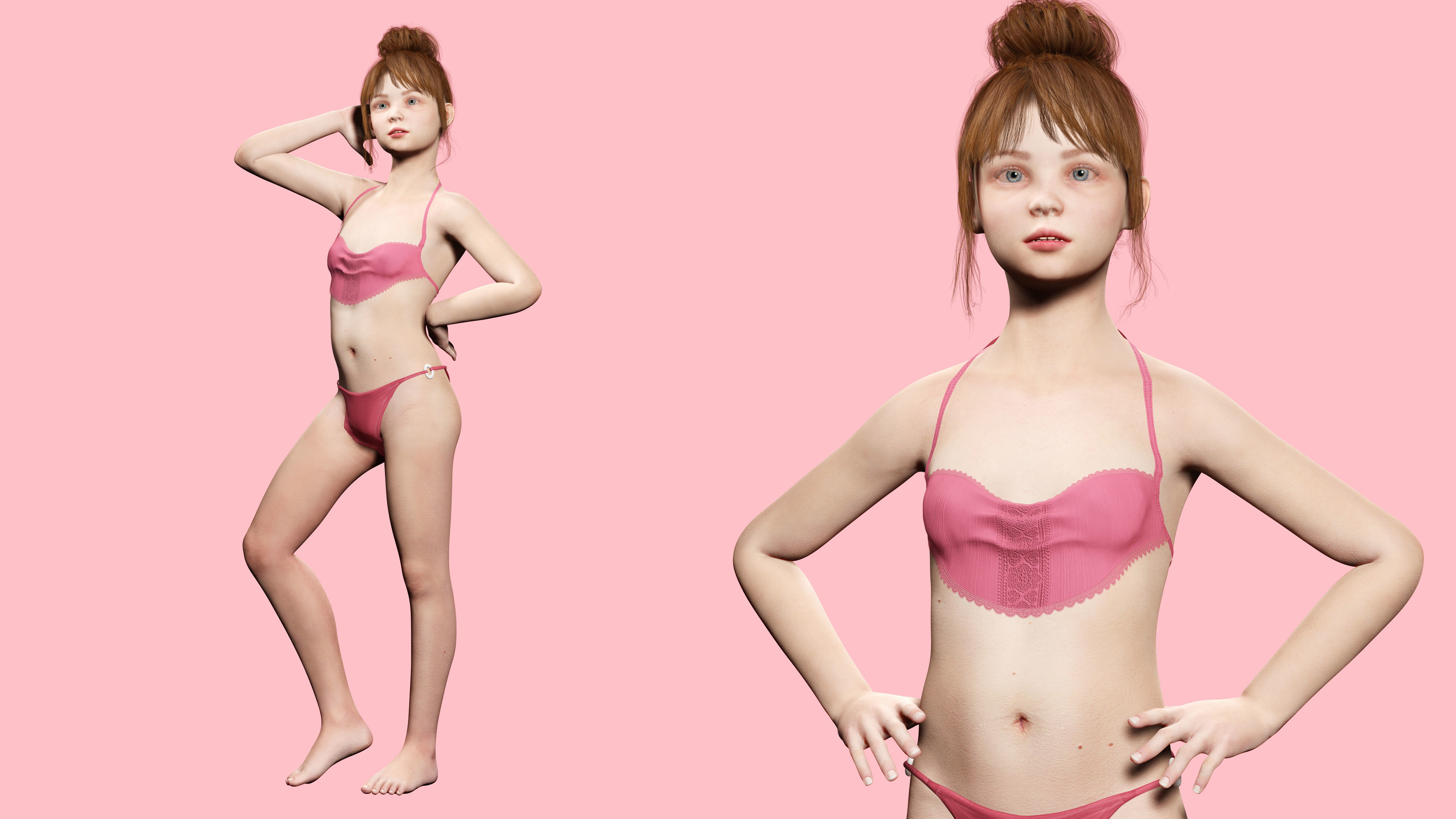 Sonya-Realistic Girl in swiming dress Sweet girl Low-poly 3D model_2