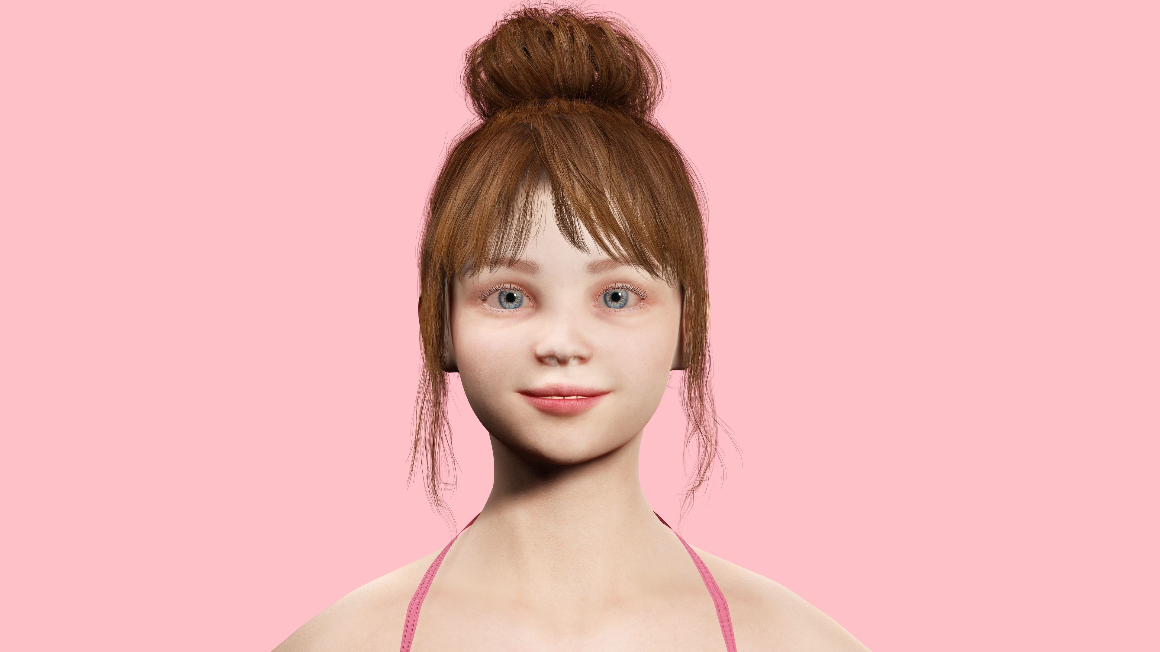 Sonya-Realistic Girl in swiming dress Sweet girl Low-poly 3D model_6