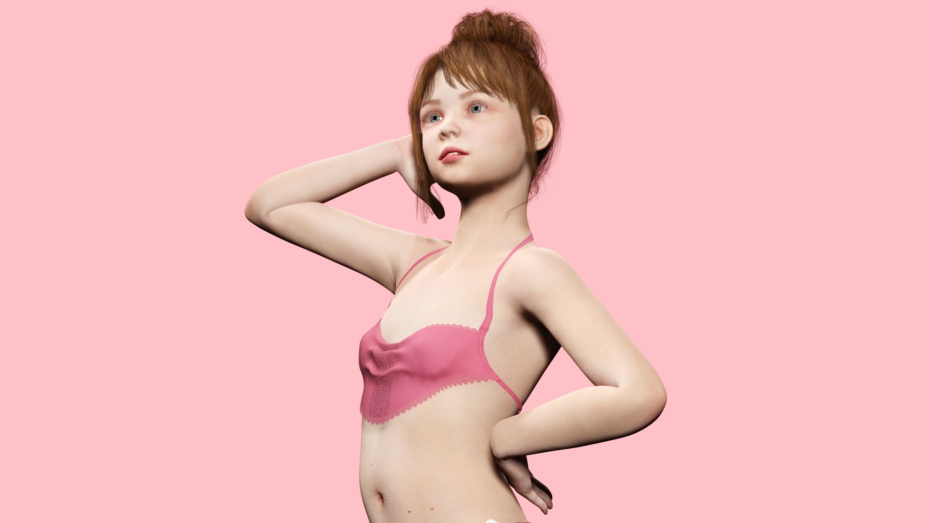Sonya-Realistic Girl in swiming dress Sweet girl Low-poly 3D model_4