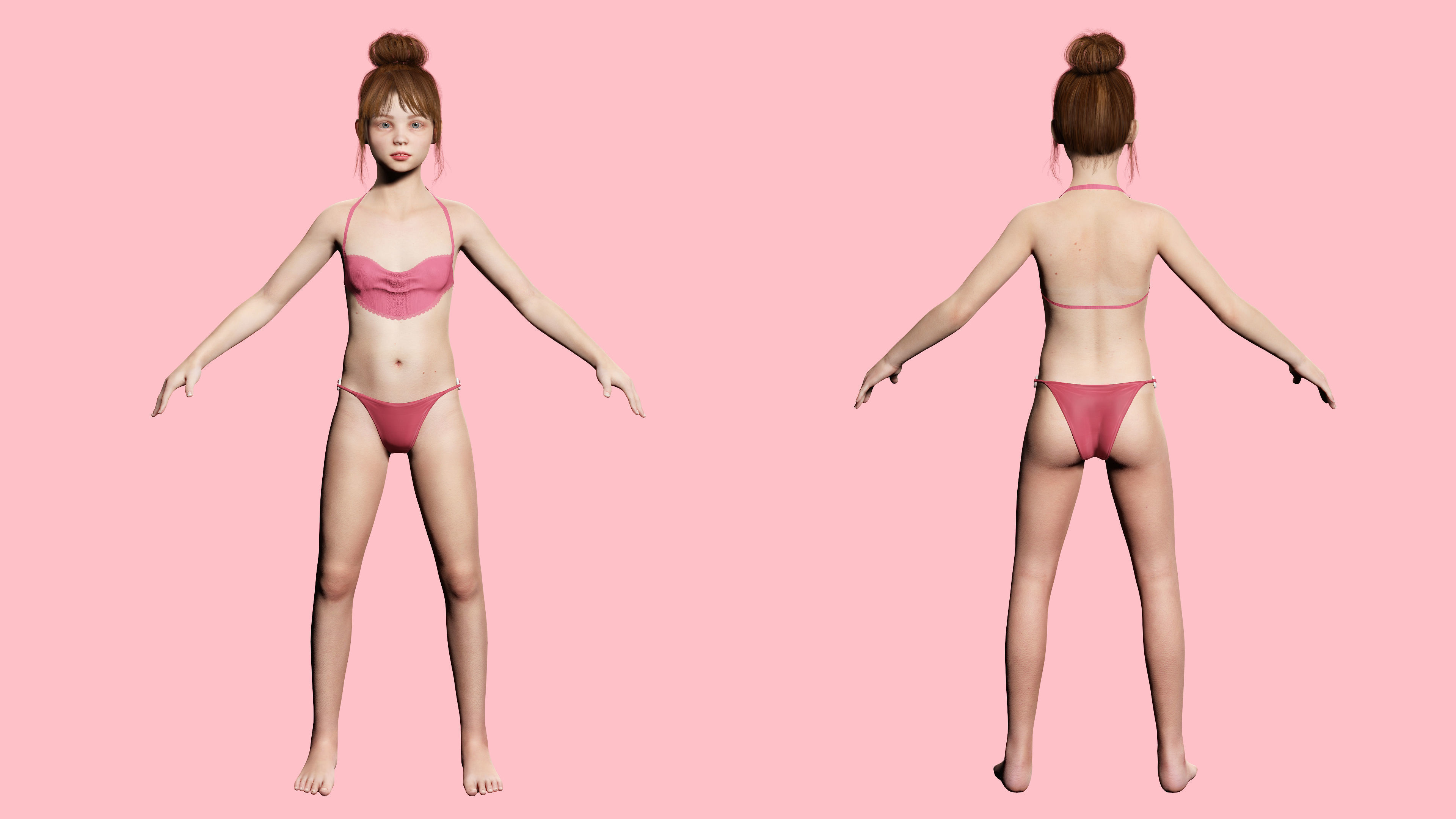 Sonya-Realistic Girl in swiming dress Sweet girl Low-poly 3D model_1
