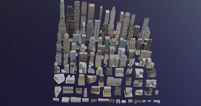 Complete City Buildings Pack Collection Low-poly 3D model 7