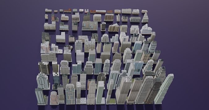Complete City Buildings Pack Collection Low-poly 3D model 6