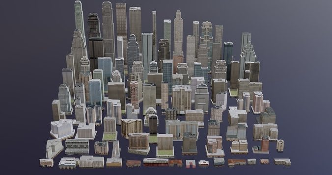 Complete City Buildings Pack Collection Low-poly 3D model 4
