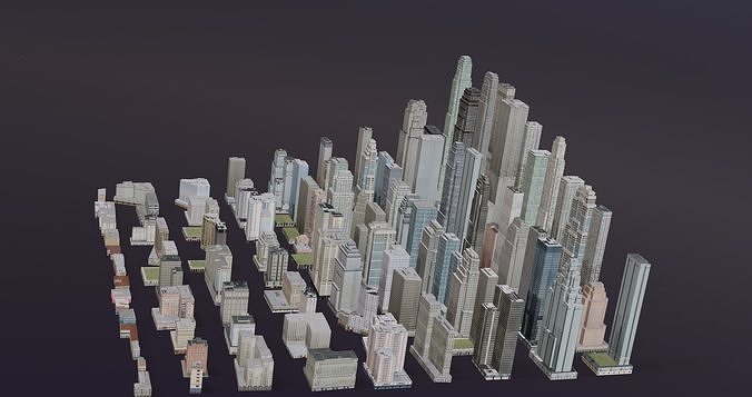 Complete City Buildings Pack Collection Low-poly 3D model 5