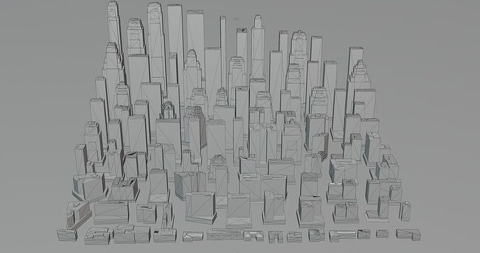 Complete City Buildings Pack Collection Low-poly 3D model 2