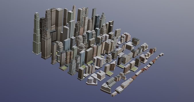 Complete City Buildings Pack Collection Low-poly 3D model 3