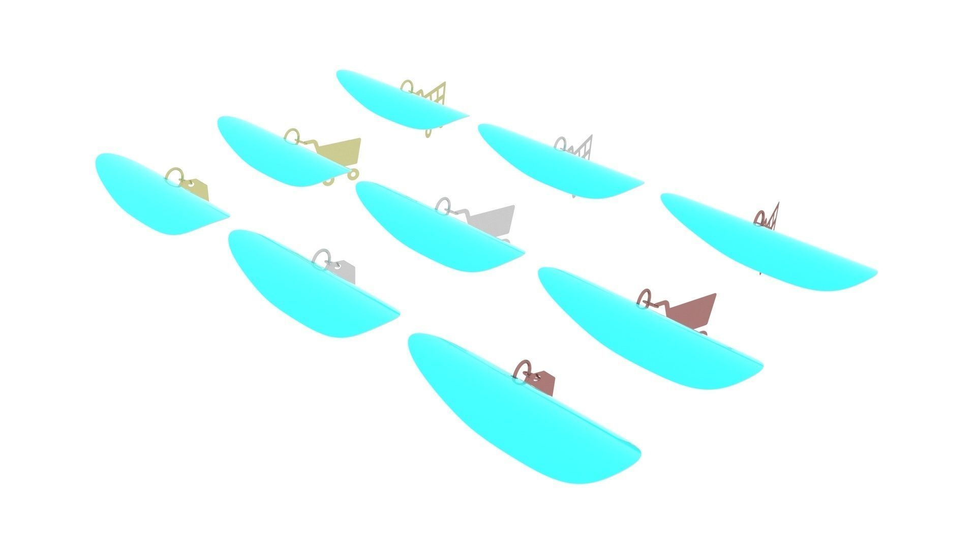 Supermarket Icons Pendanted Nail Piercings Set 3D model_8