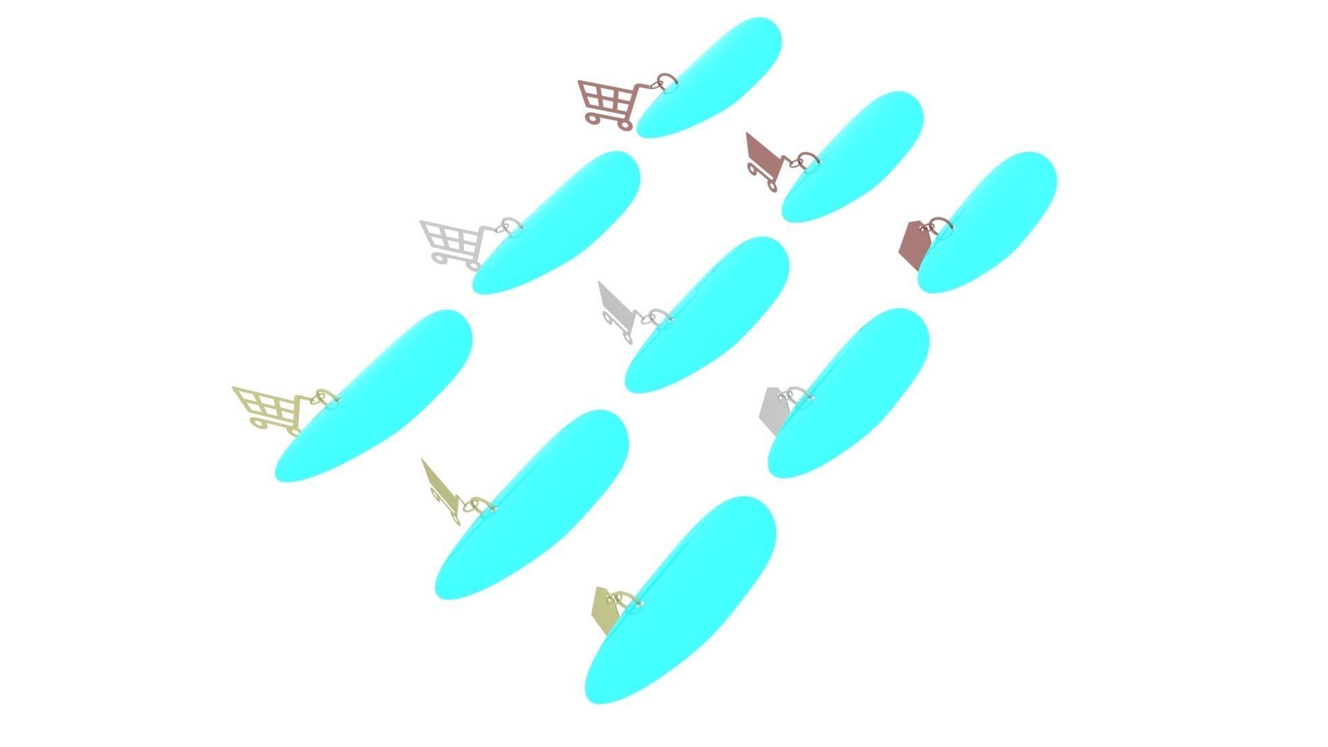 Supermarket Icons Pendanted Nail Piercings Set 3D model_11