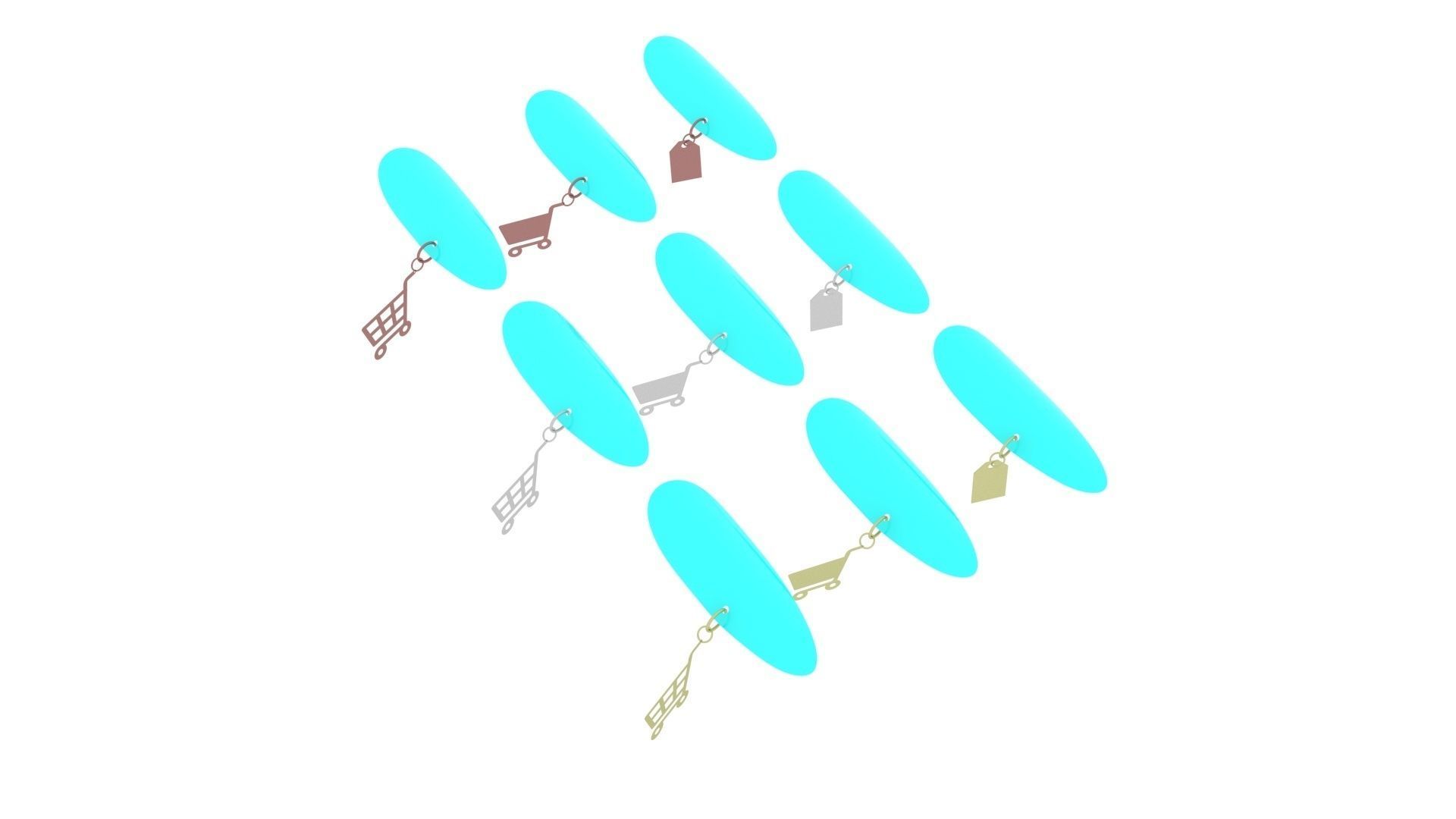 Supermarket Icons Pendanted Nail Piercings Set 3D model_10