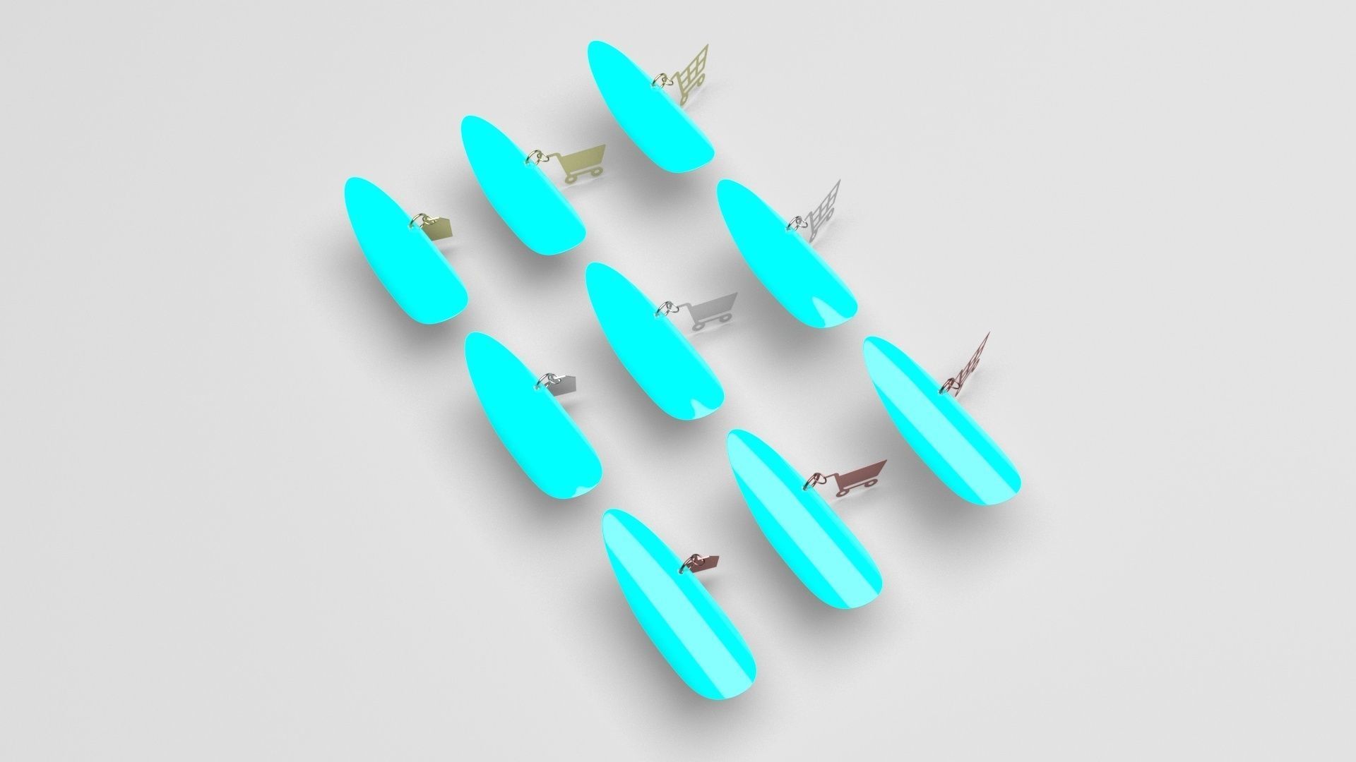 Supermarket Icons Pendanted Nail Piercings Set 3D model_4