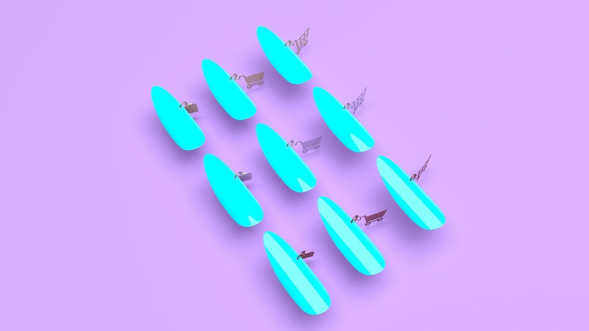 Supermarket Icons Pendanted Nail Piercings Set 3D model_6