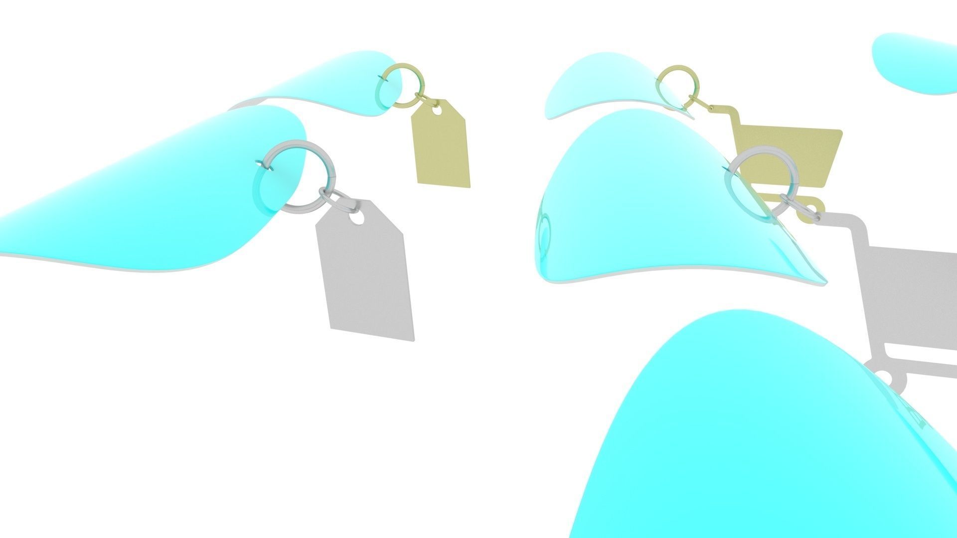 Supermarket Icons Pendanted Nail Piercings Set 3D model_13