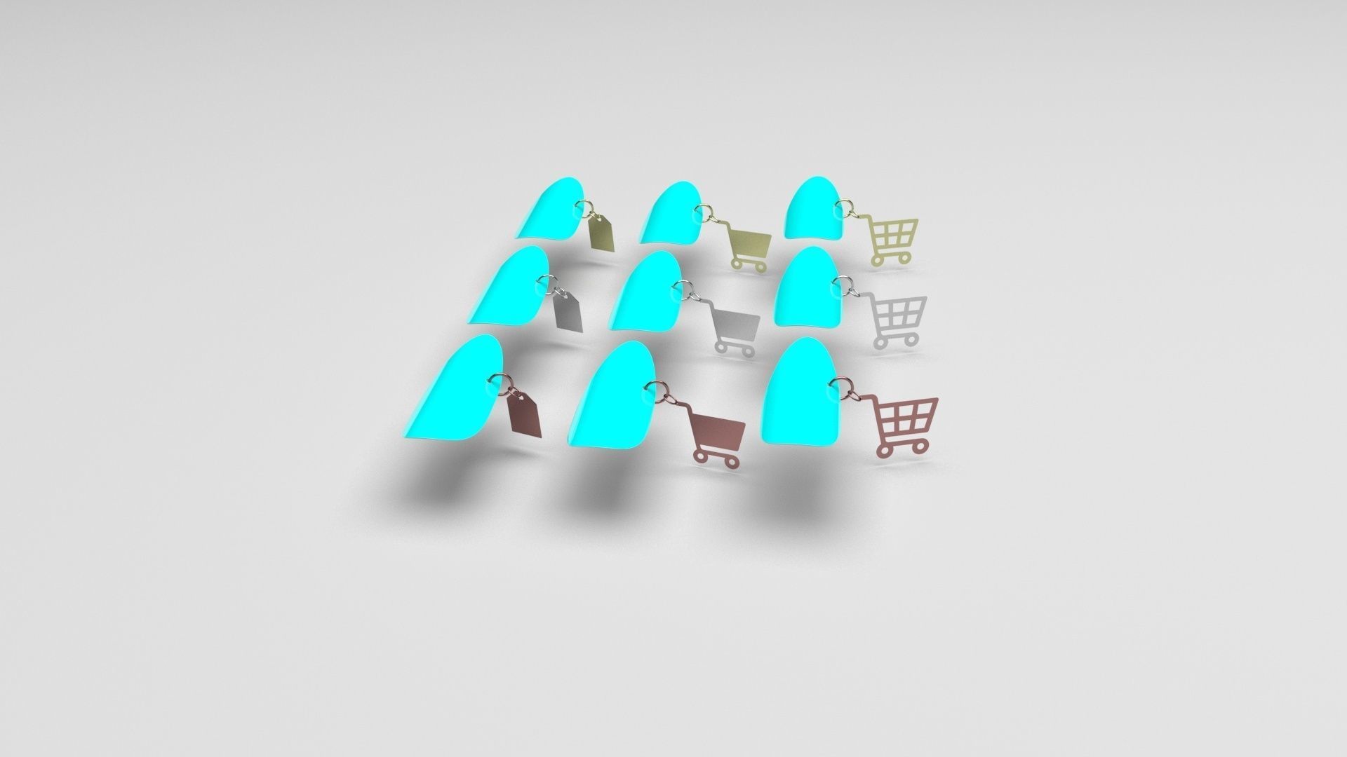 Supermarket Icons Pendanted Nail Piercings Set 3D model_5