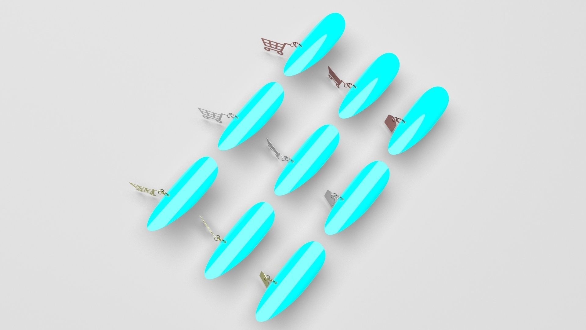Supermarket Icons Pendanted Nail Piercings Set 3D model_3