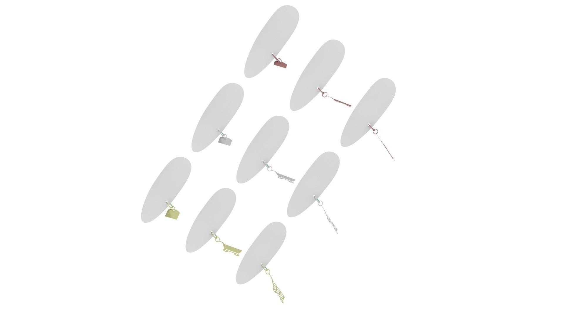 Supermarket Icons Pendanted Nail Piercings Set 3D model_12