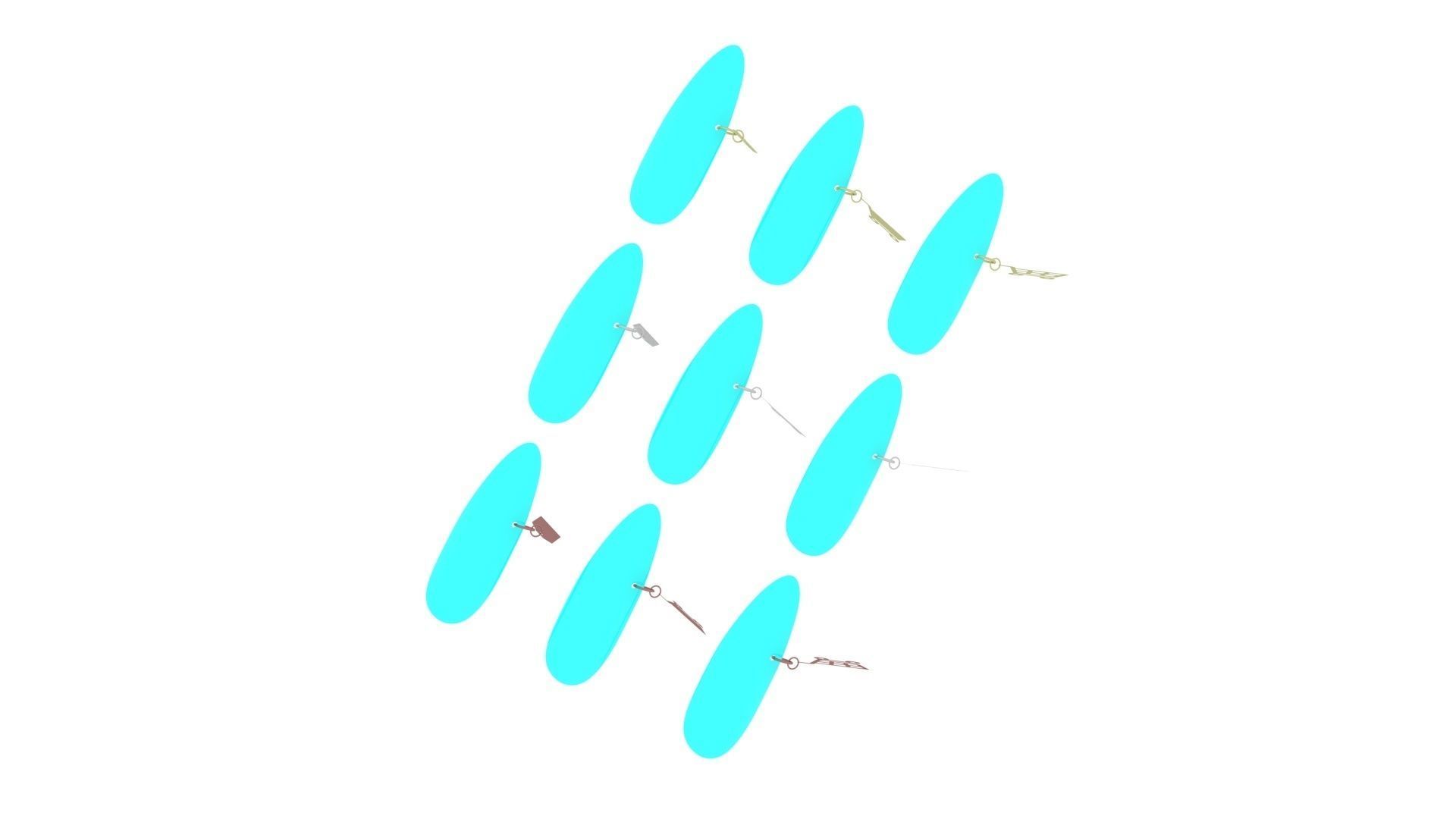 Supermarket Icons Pendanted Nail Piercings Set 3D model_9