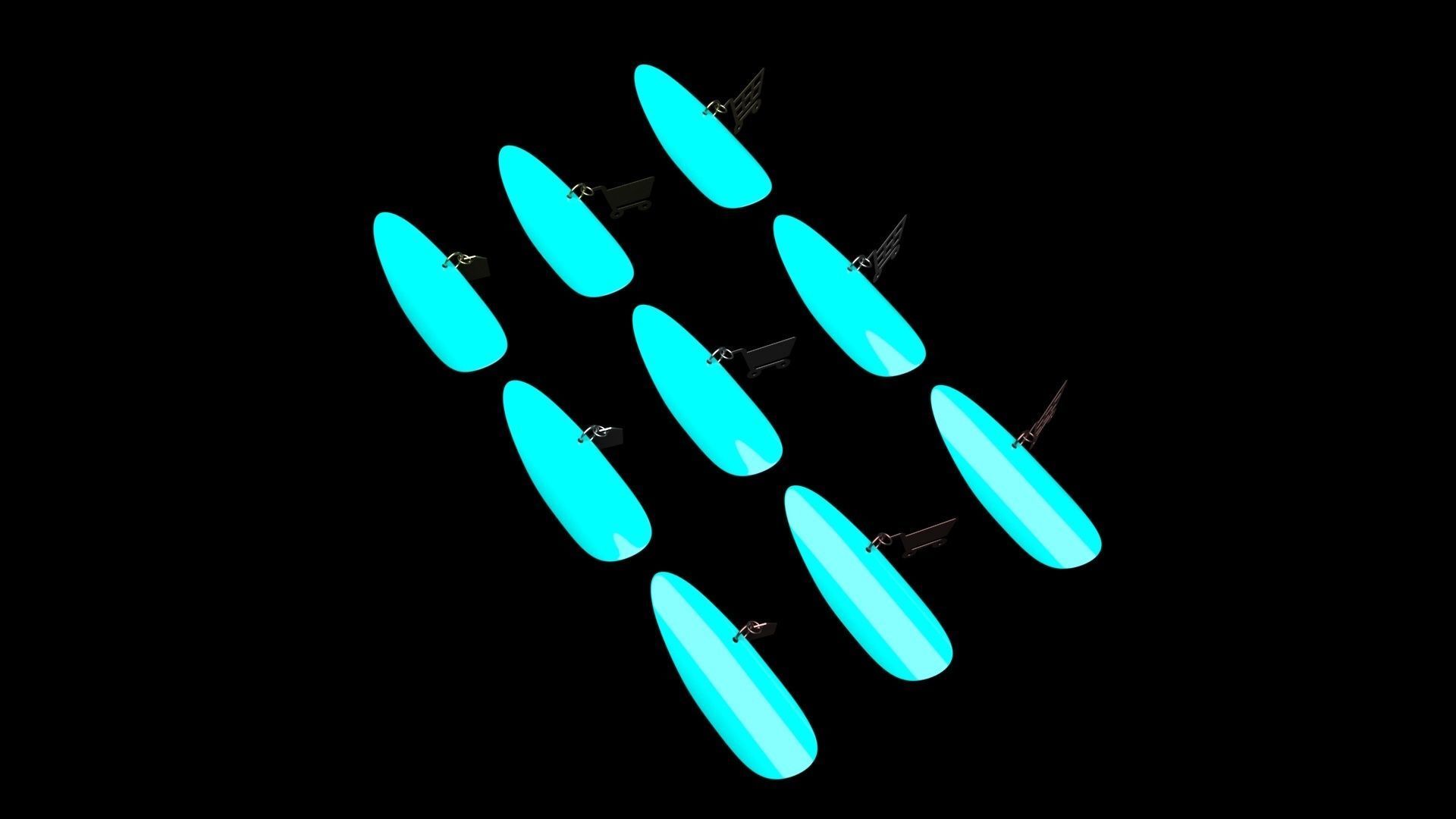 Supermarket Icons Pendanted Nail Piercings Set 3D model_7