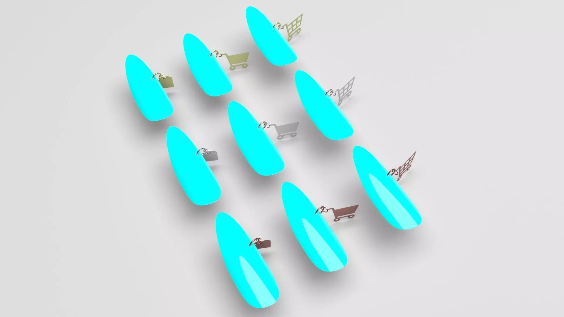 Supermarket Icons Pendanted Nail Piercings Set 3D model_0