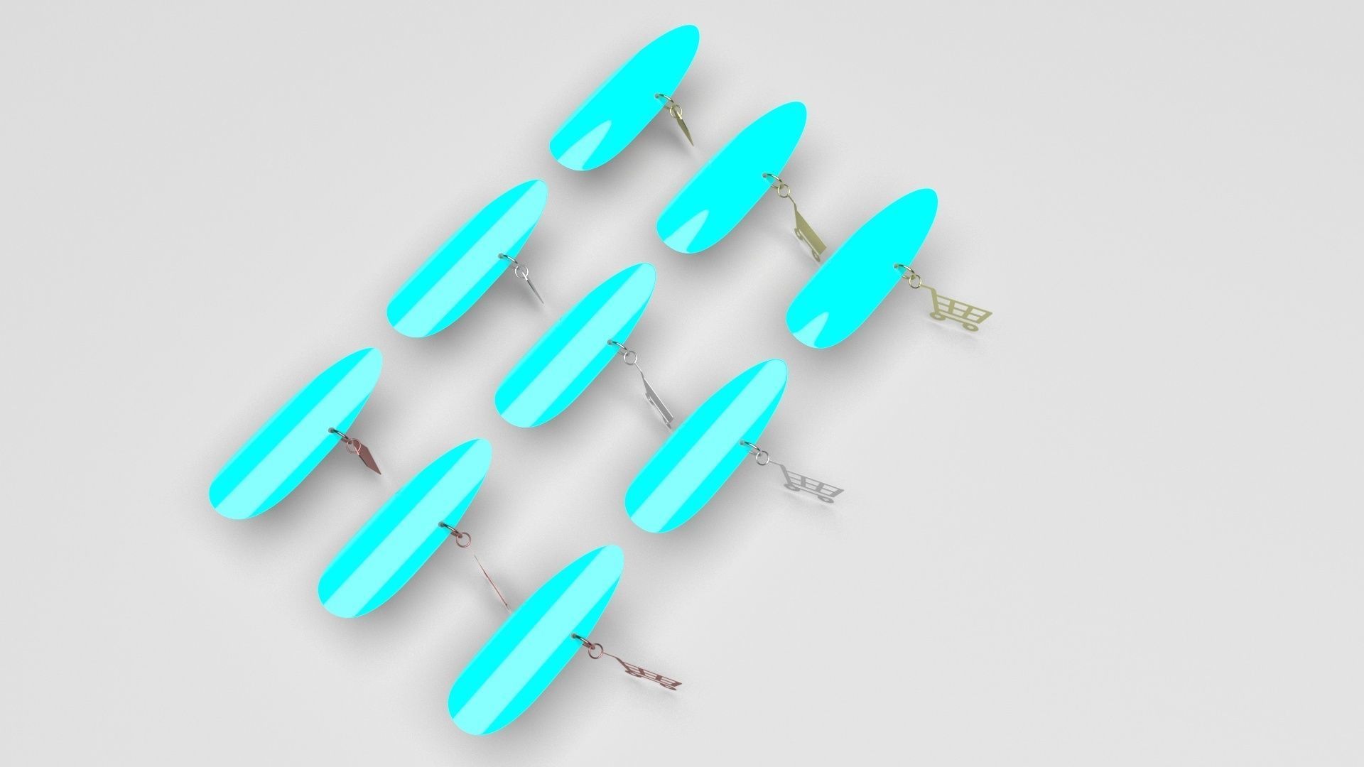 Supermarket Icons Pendanted Nail Piercings Set 3D model_1