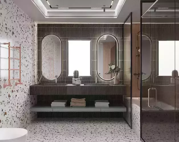 Modern Bathroom Interior DesignRealistic Architectural Scene
