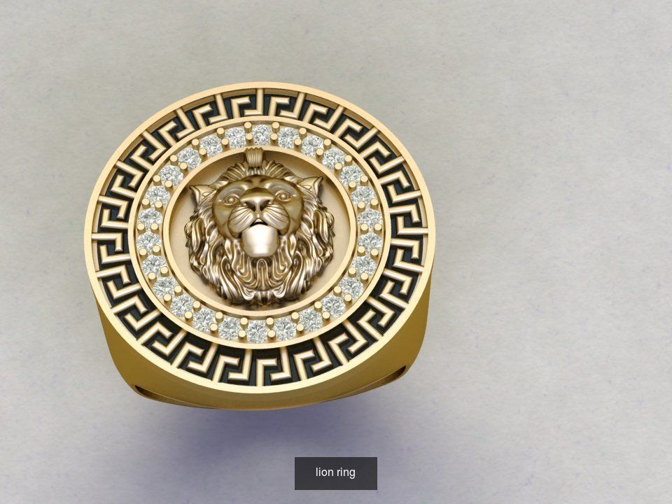 lion and dragan cullaction  gold  ring   3D Model Collection_2