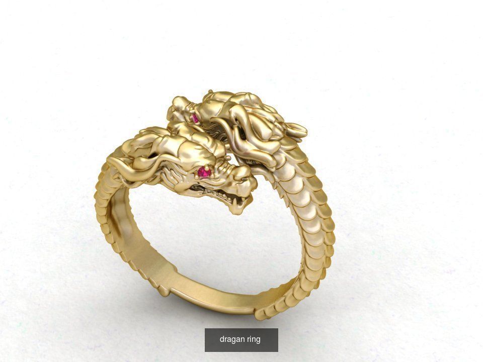 lion and dragan cullaction  gold  ring   3D Model Collection_1