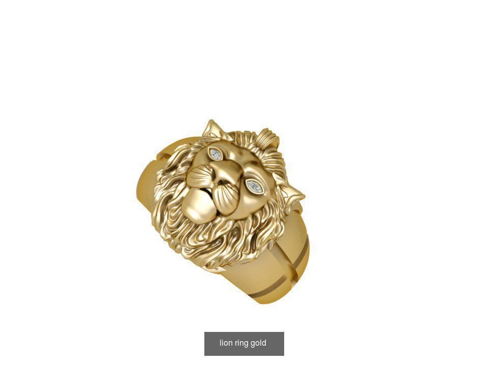 lion and dragan cullaction  gold  ring   3D Model Collection_3