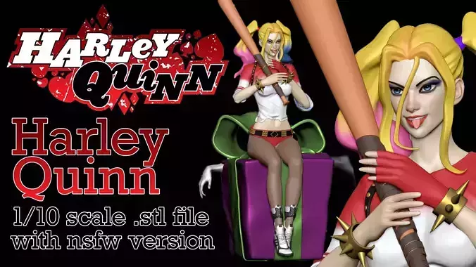 HARLEY QUINN - 1TO10 STATUE STL FILE NSFW 3D PRINT MODEL