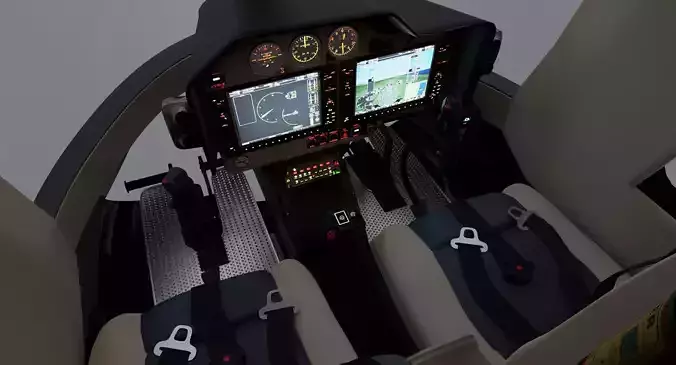 Helicopter Cockpit Bell 407 Low-poly 3D model