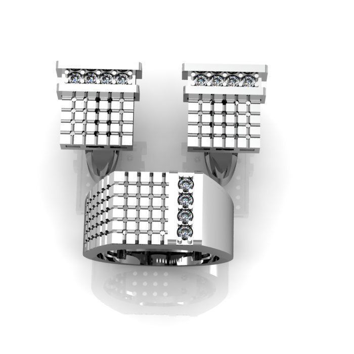 men ring and cufflinks 3D print model_3