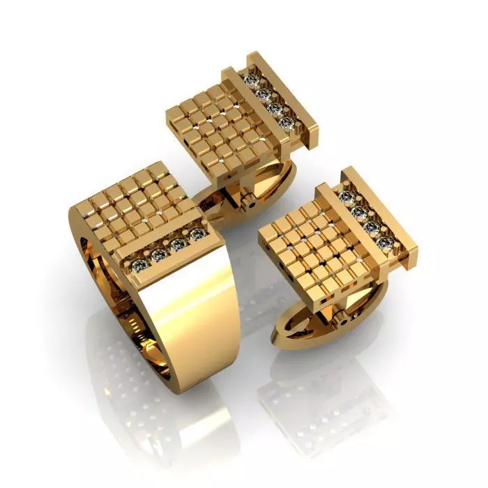 men ring and cufflinks 3D print model_0