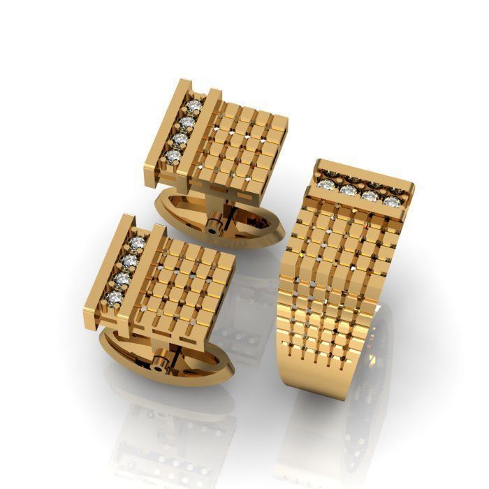 men ring and cufflinks 3D print model_4