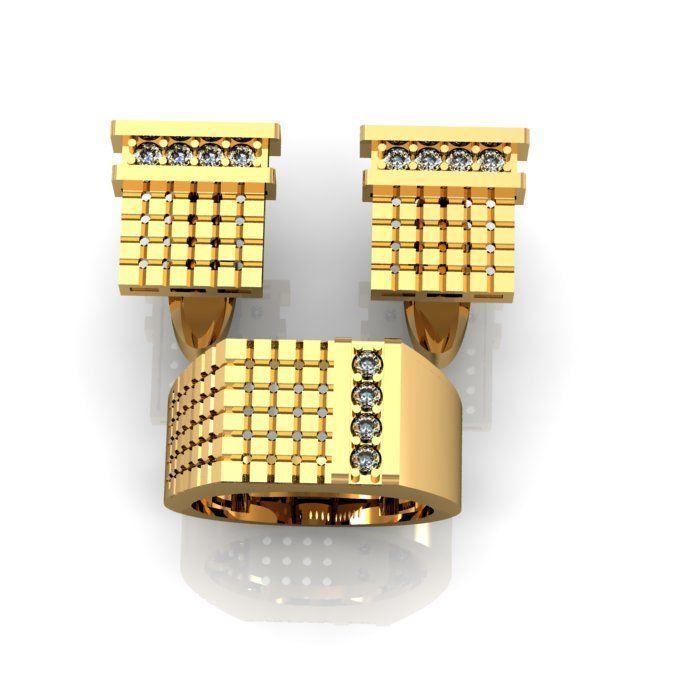 men ring and cufflinks 3D print model_2