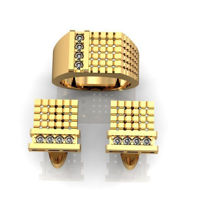 men ring and cufflinks 3D print model_5