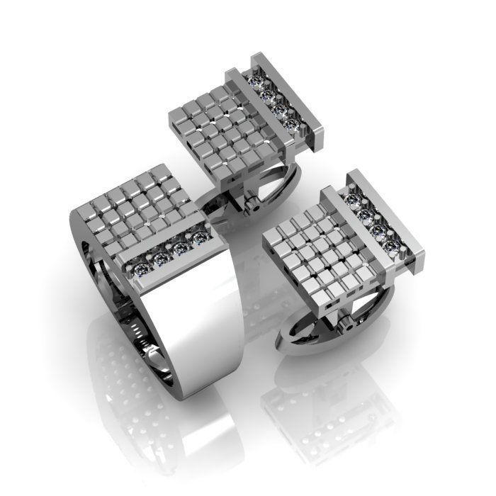 men ring and cufflinks 3D print model_1