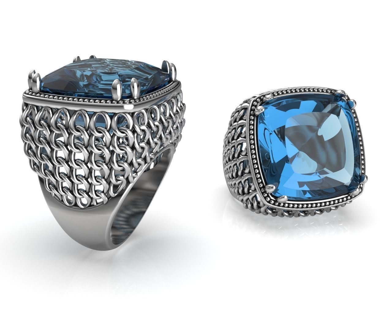 Chainmail Mesh Ring 3D print model_6