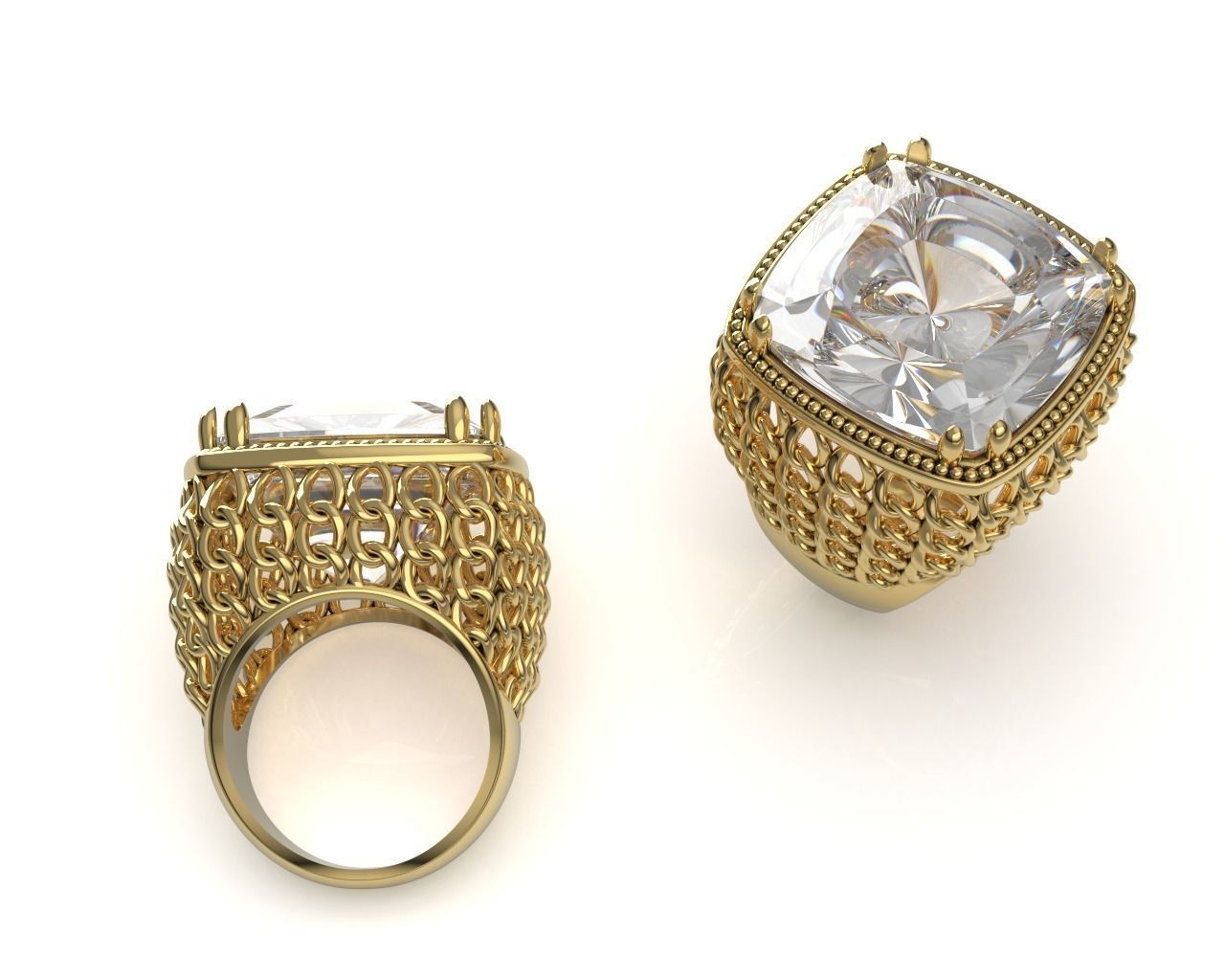 Chainmail Mesh Ring 3D print model_5