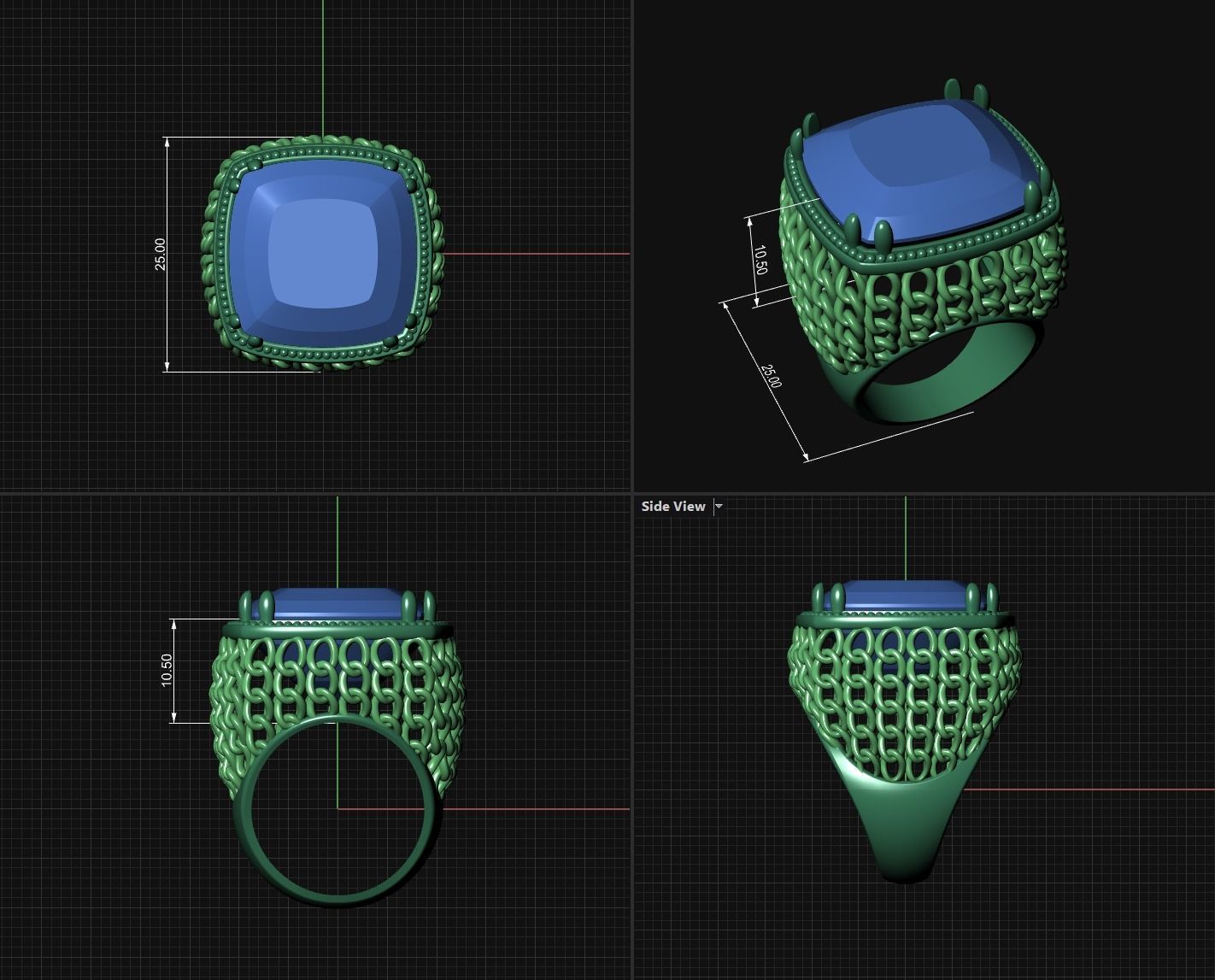 Chainmail Mesh Ring 3D print model_7