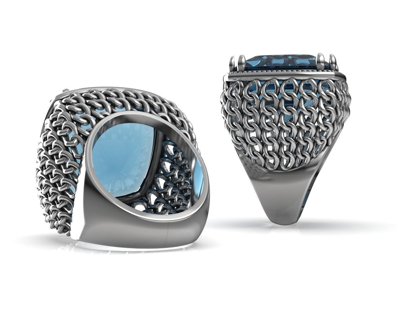 Chainmail Mesh Ring 3D print model_1