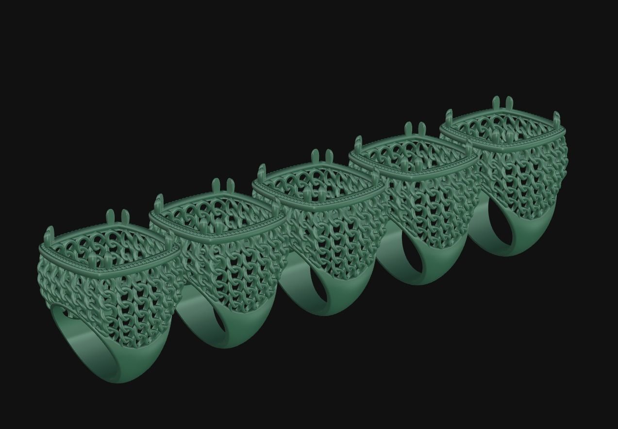 Chainmail Mesh Ring 3D print model_11