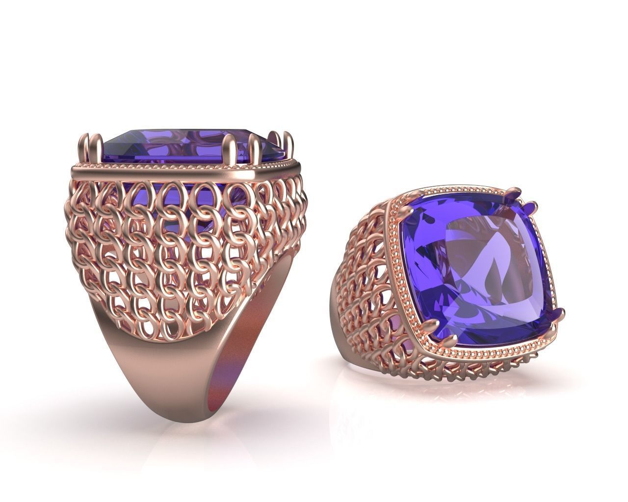 Chainmail Mesh Ring 3D print model_3