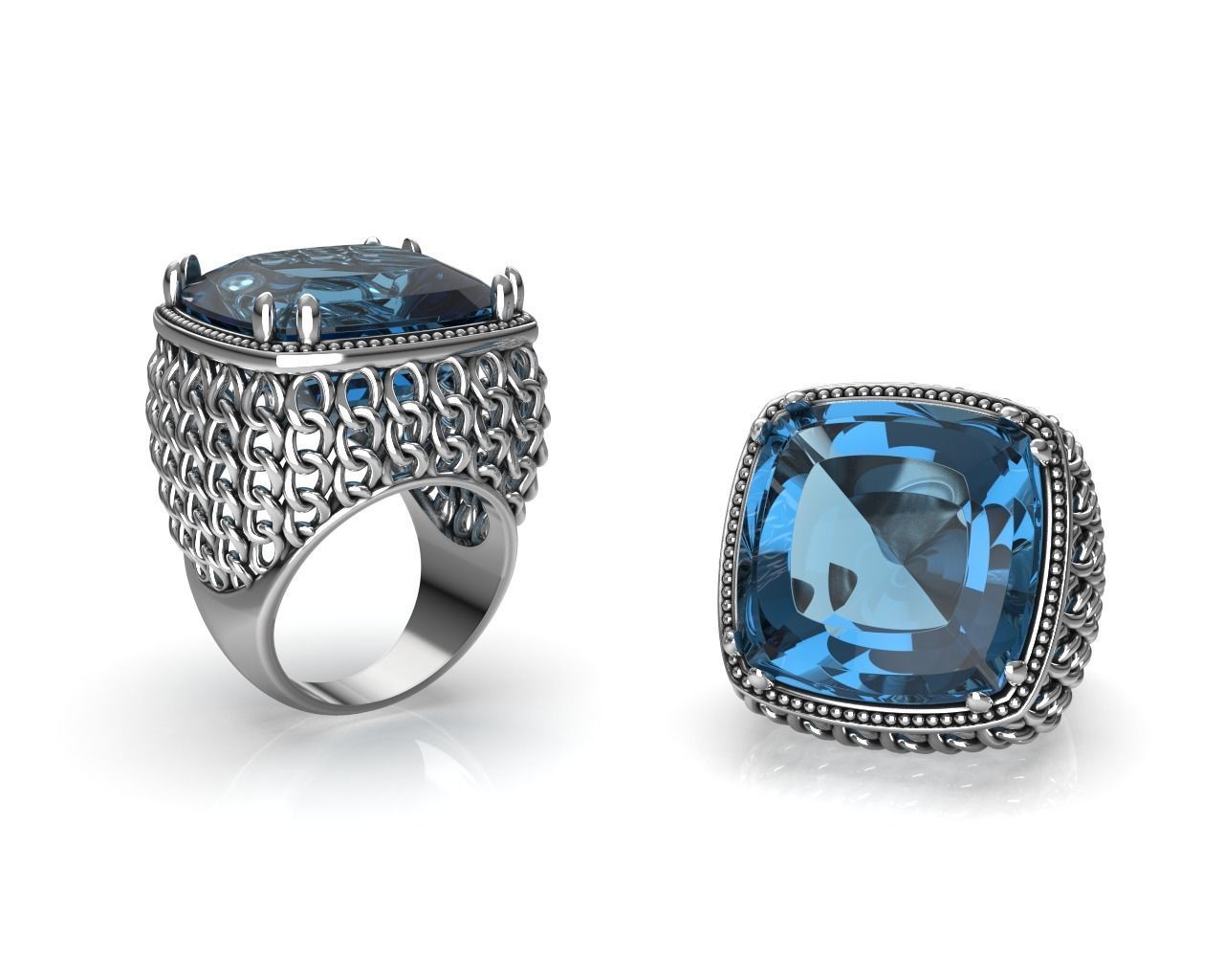 Chainmail Mesh Ring 3D print model_2