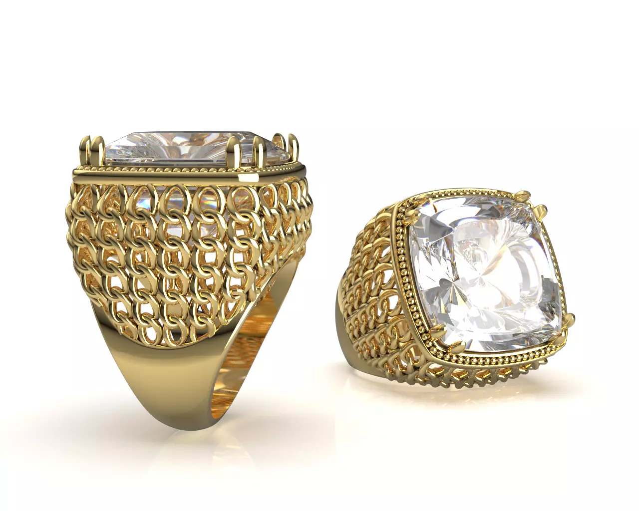 Chainmail Mesh Ring 3D print model_0