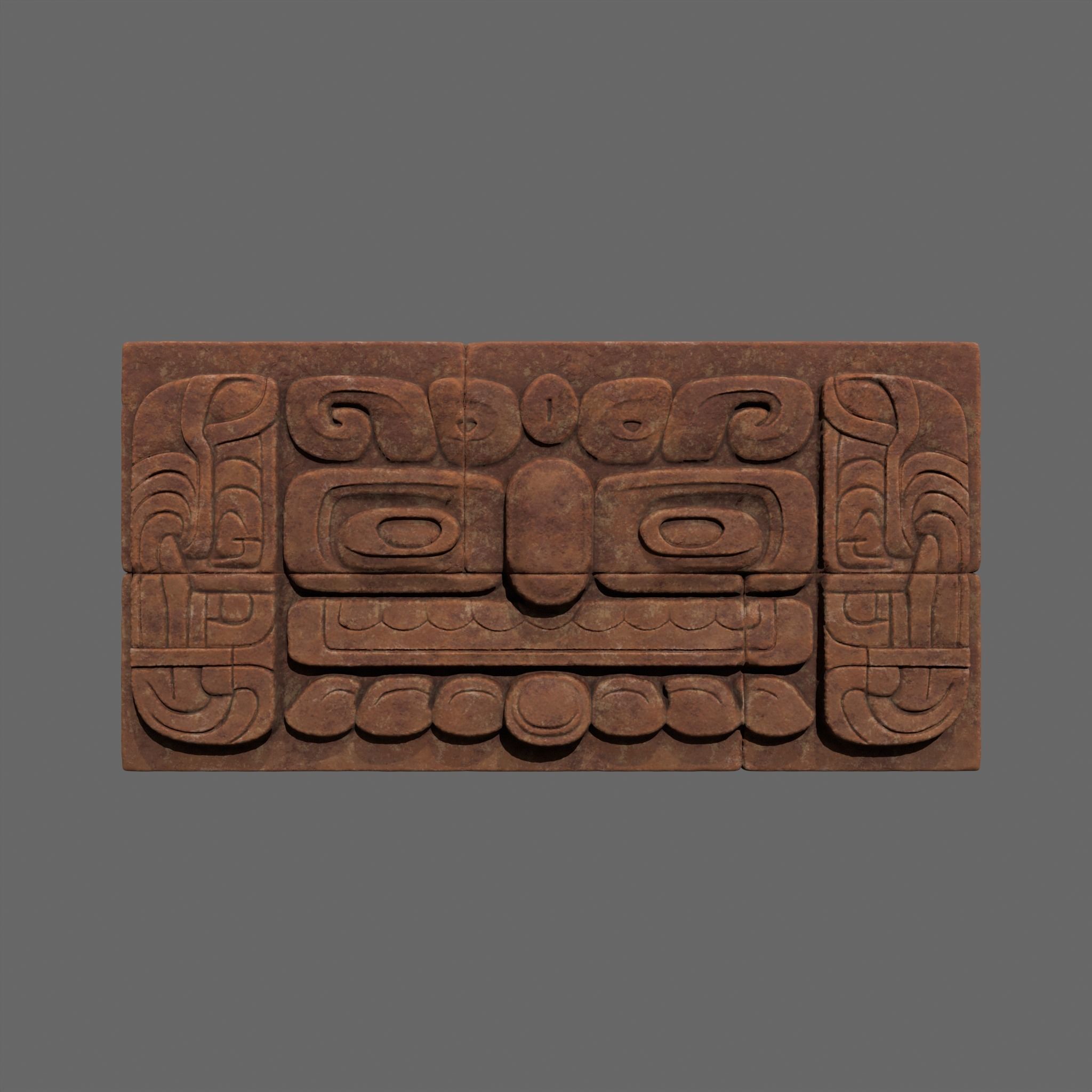 High poly Yellow Mayan Temple Wall 230731 3D model_24