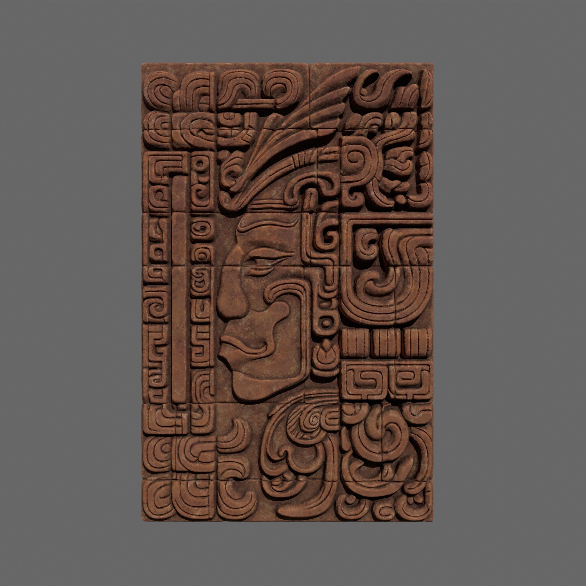 High poly Yellow Mayan Temple Wall 230731 3D model_16