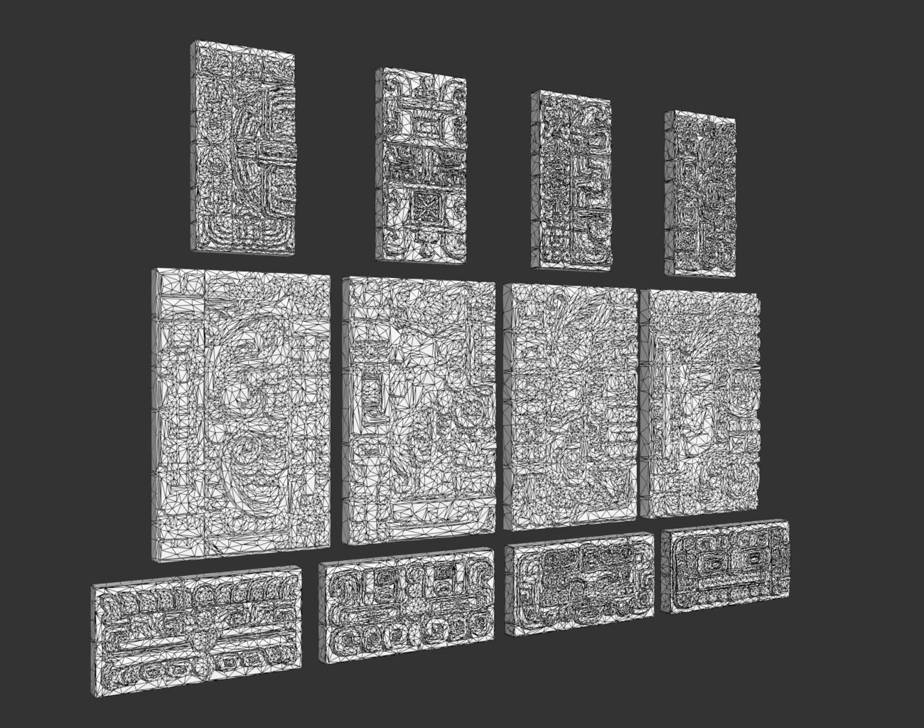 Low poly Black Mayan Temple Wall 230731 Low-poly 3D model_3
