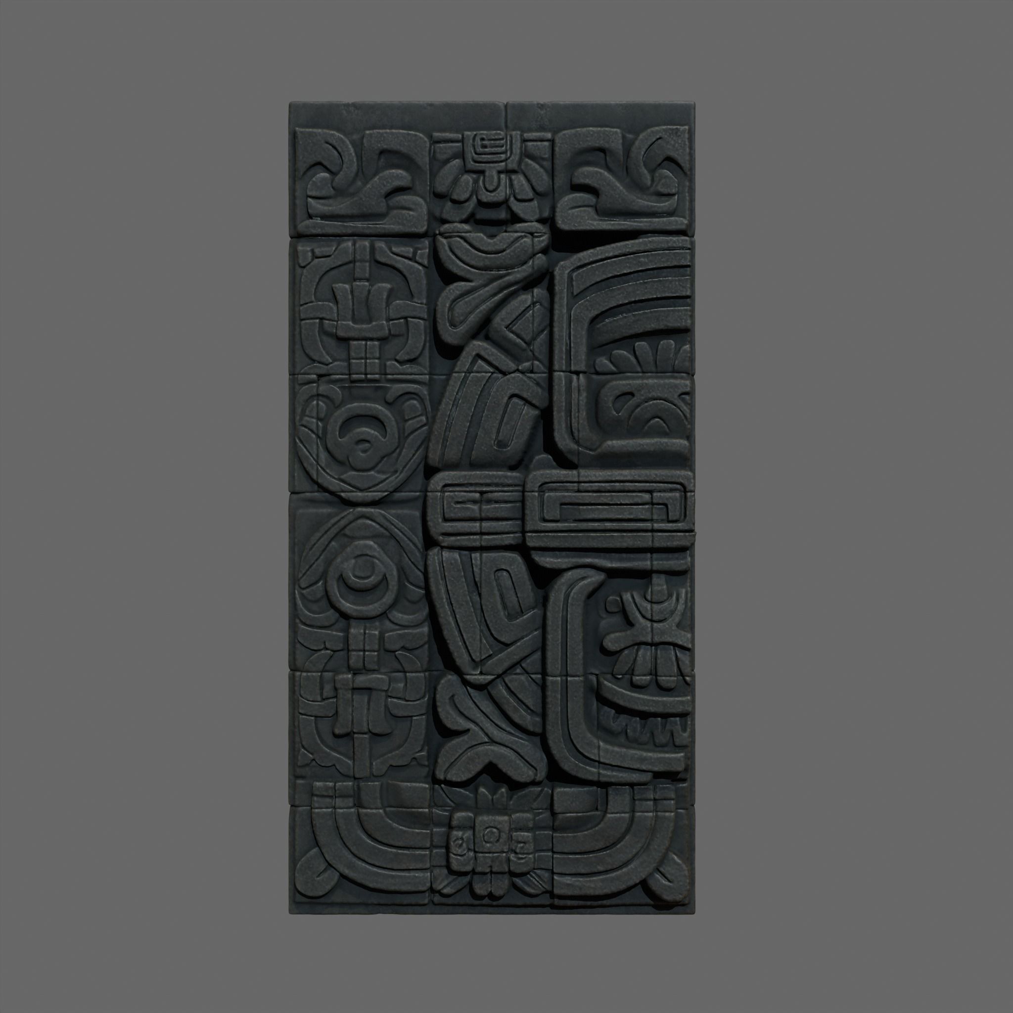 Low poly Black Mayan Temple Wall 230731 Low-poly 3D model_5