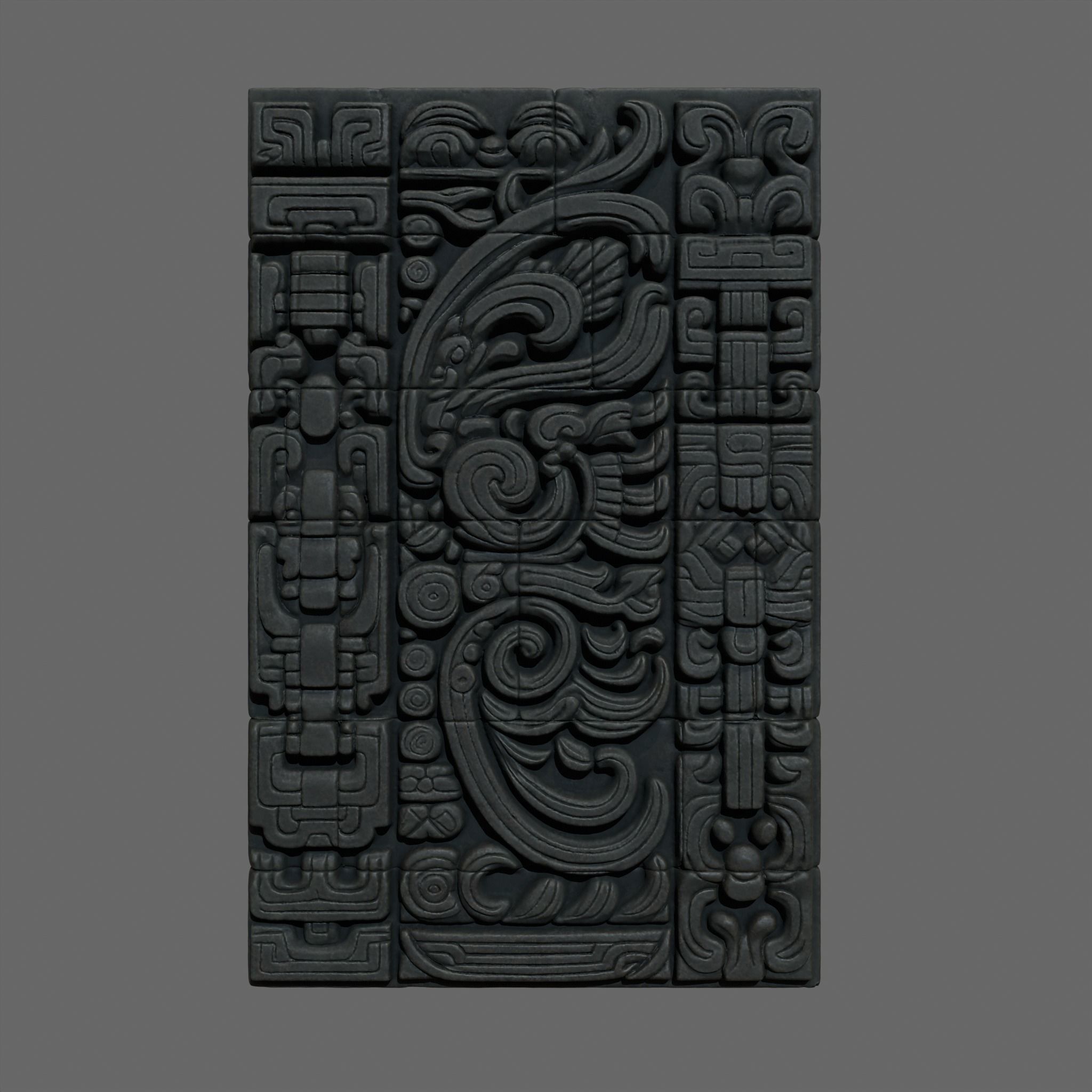 Low poly Black Mayan Temple Wall 230731 Low-poly 3D model_9