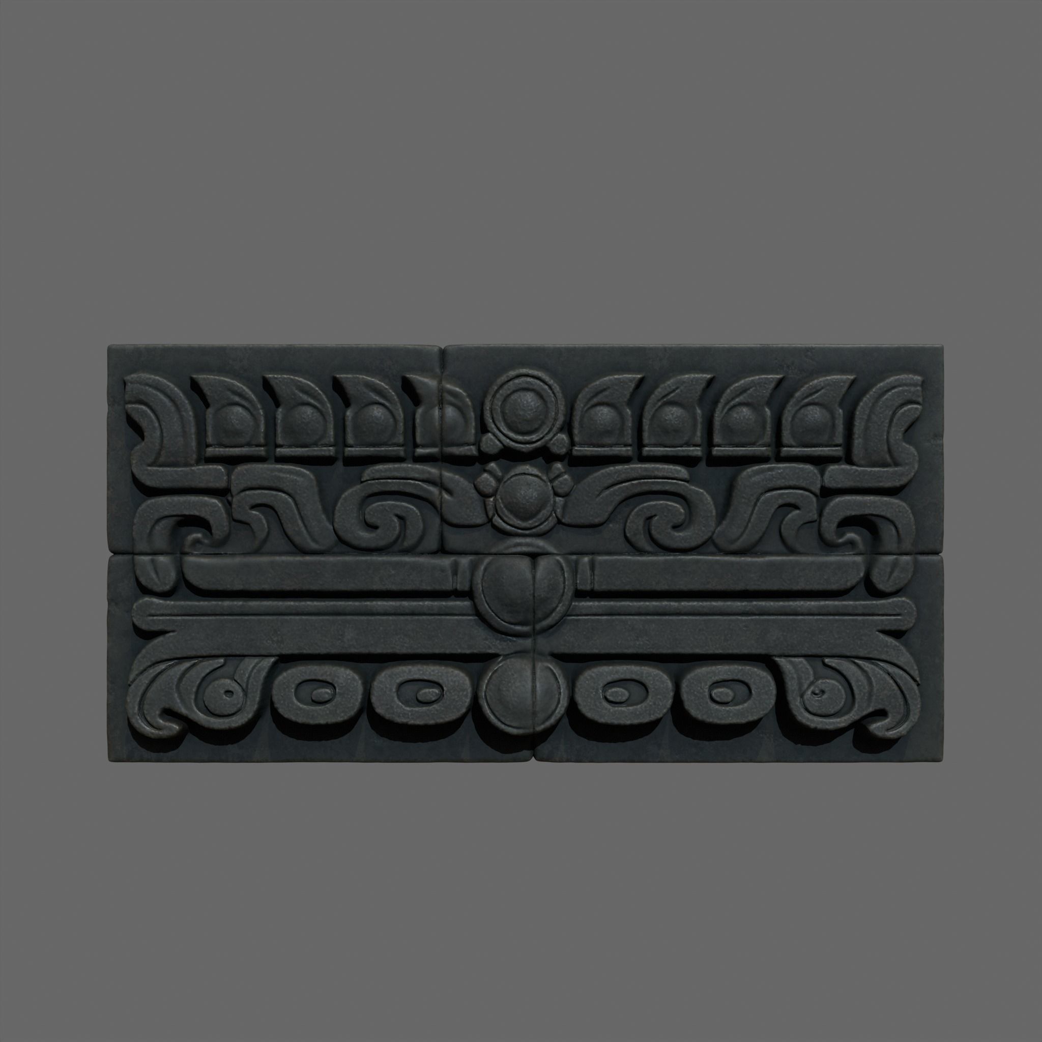 Low poly Black Mayan Temple Wall 230731 Low-poly 3D model_13