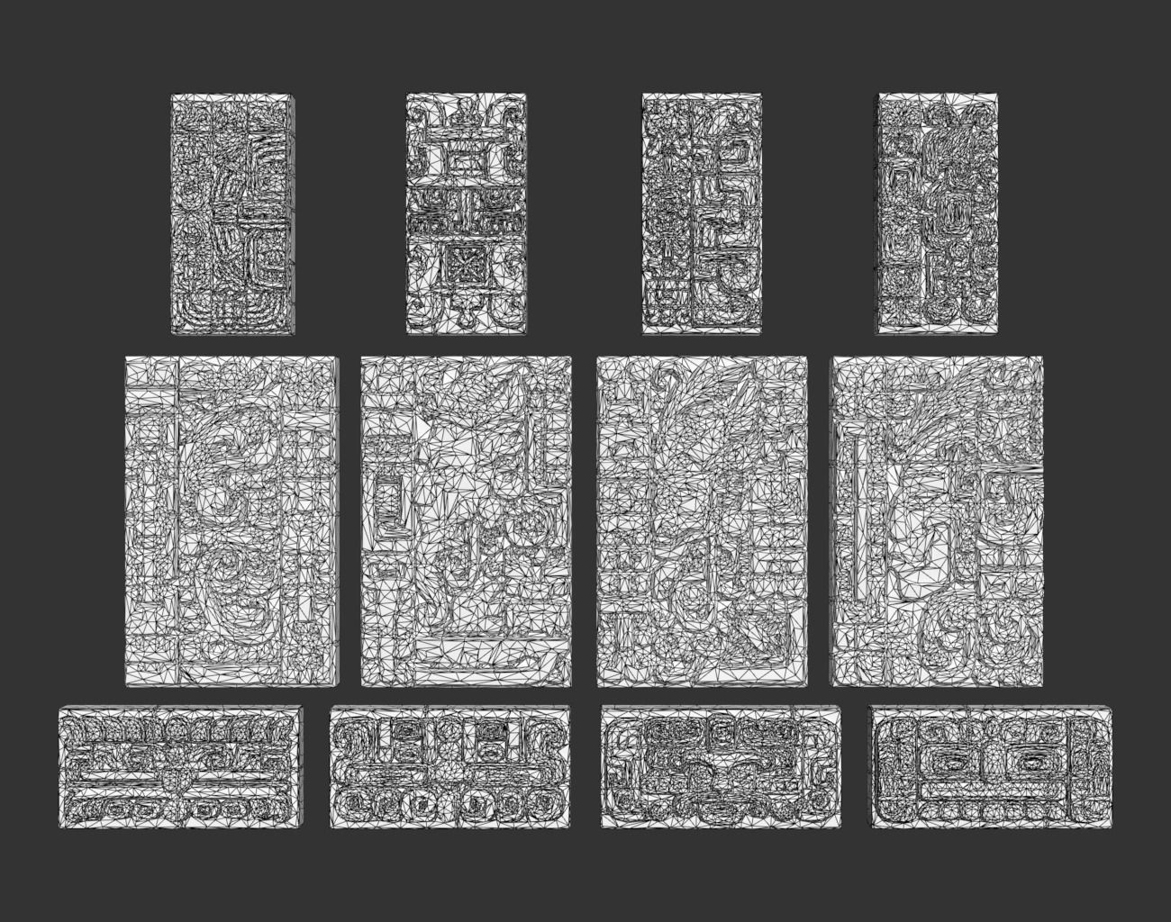 Low poly Black Mayan Temple Wall 230731 Low-poly 3D model_2